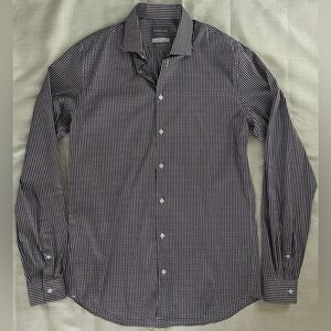 Michael Kors Blue And Burgundy Patterned Shirt Size 16 36/37 Slim Tall